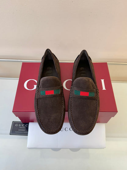 Gucci Men's Pebbled Leather and Suede Driving Shoes