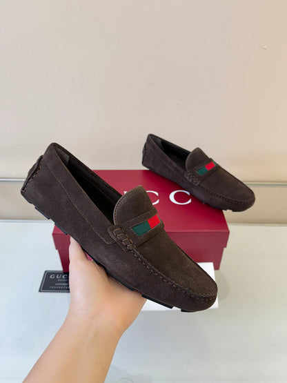 Gucci Men's Pebbled Leather and Suede Driving Shoes