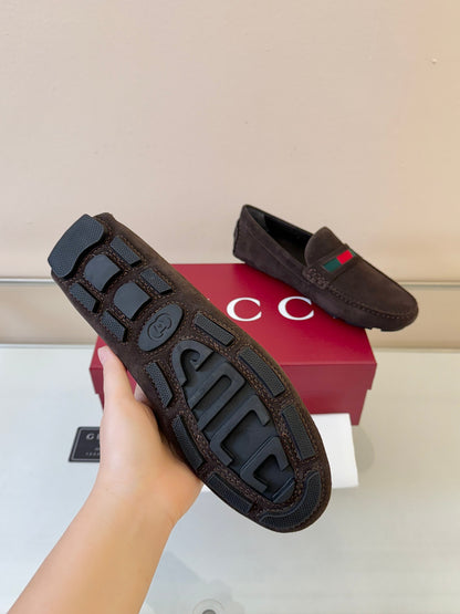 Gucci Men's Pebbled Leather and Suede Driving Shoes
