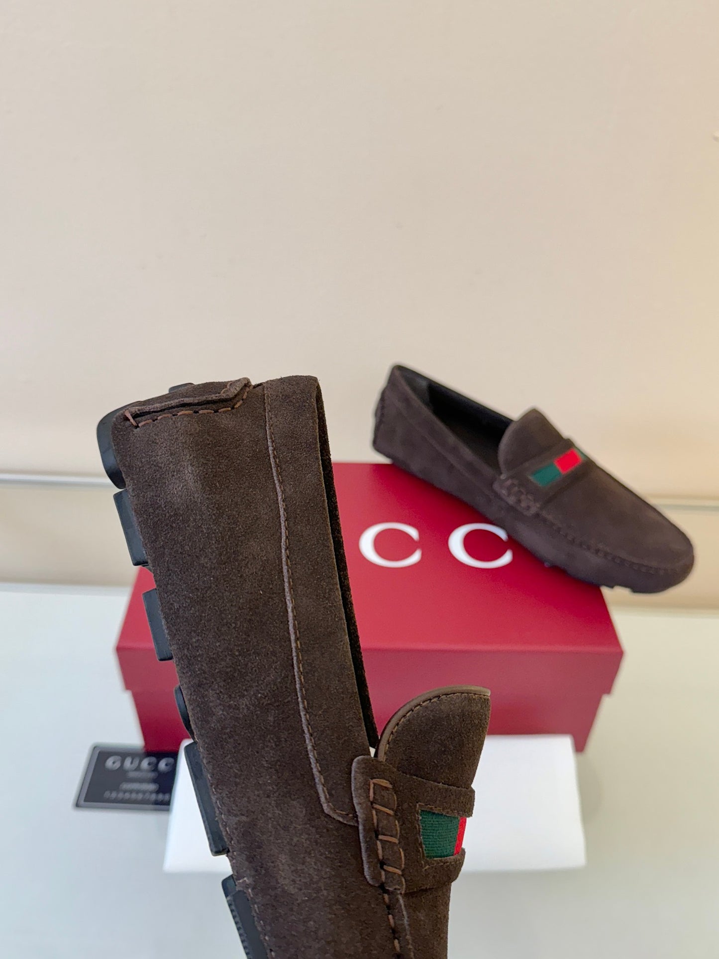 Gucci Men's Pebbled Leather and Suede Driving Shoes