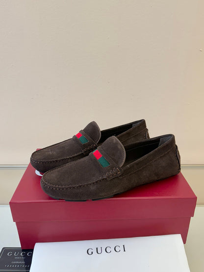 Gucci Men's Pebbled Leather and Suede Driving Shoes