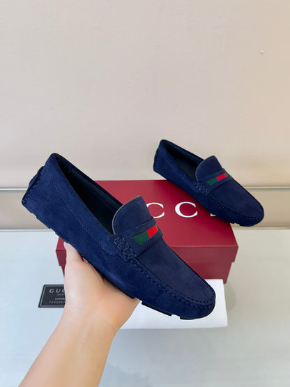 Gucci Men's Pebbled Leather and Suede Driving Shoes