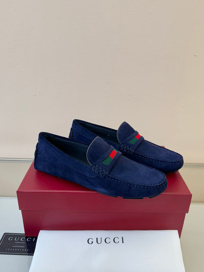 Gucci Men's Pebbled Leather and Suede Driving Shoes
