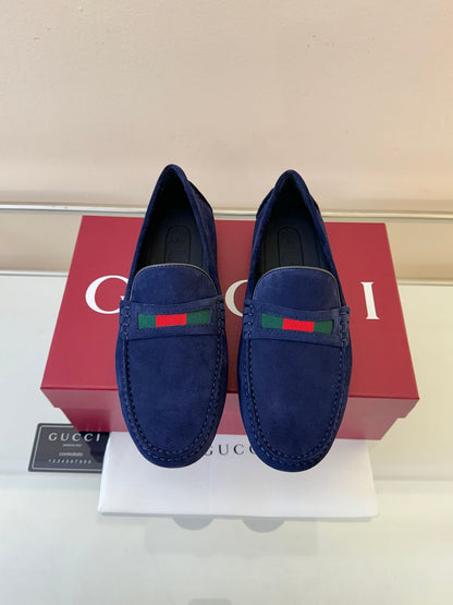 Gucci Men's Pebbled Leather and Suede Driving Shoes