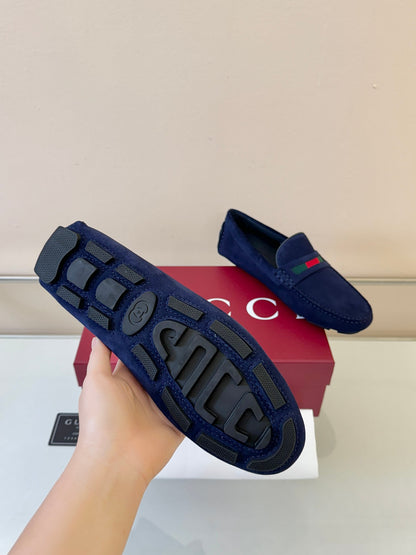 Gucci Men's Pebbled Leather and Suede Driving Shoes