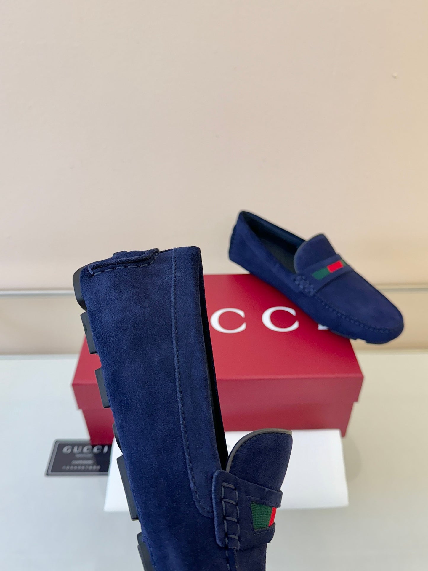 Gucci Men's Pebbled Leather and Suede Driving Shoes