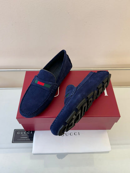 Gucci Men's Pebbled Leather and Suede Driving Shoes