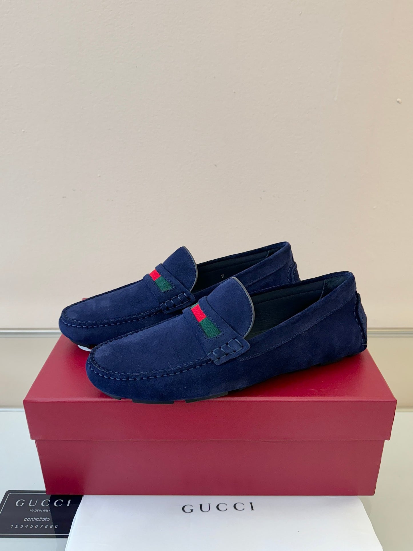 Gucci Men's Pebbled Leather and Suede Driving Shoes