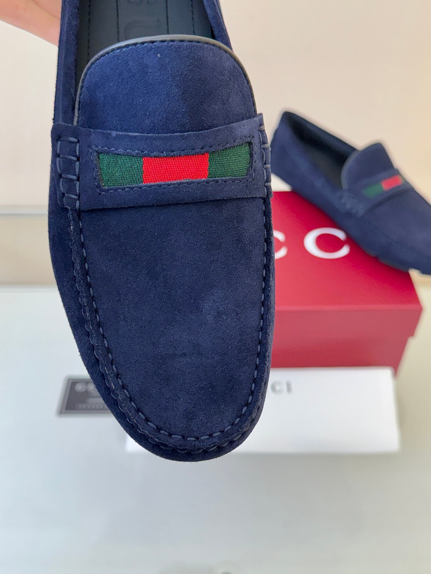Gucci Men's Pebbled Leather and Suede Driving Shoes
