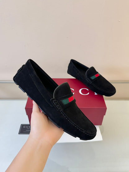 Gucci Men's Pebbled Leather and Suede Driving Shoes