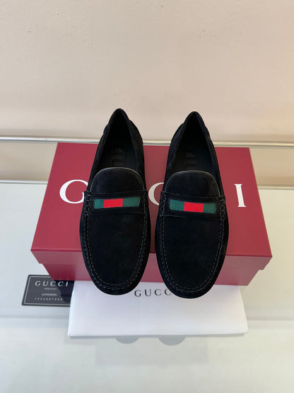 Gucci Men's Pebbled Leather and Suede Driving Shoes