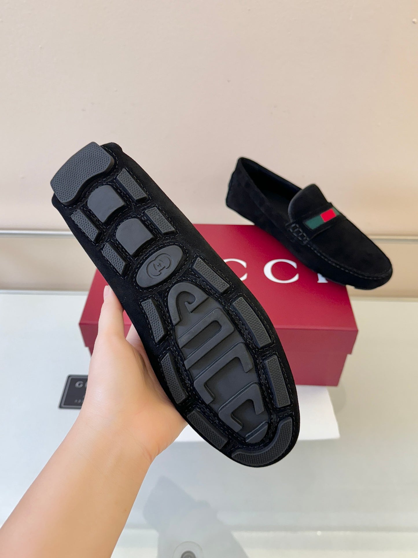 Gucci Men's Pebbled Leather and Suede Driving Shoes