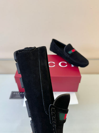 Gucci Men's Pebbled Leather and Suede Driving Shoes