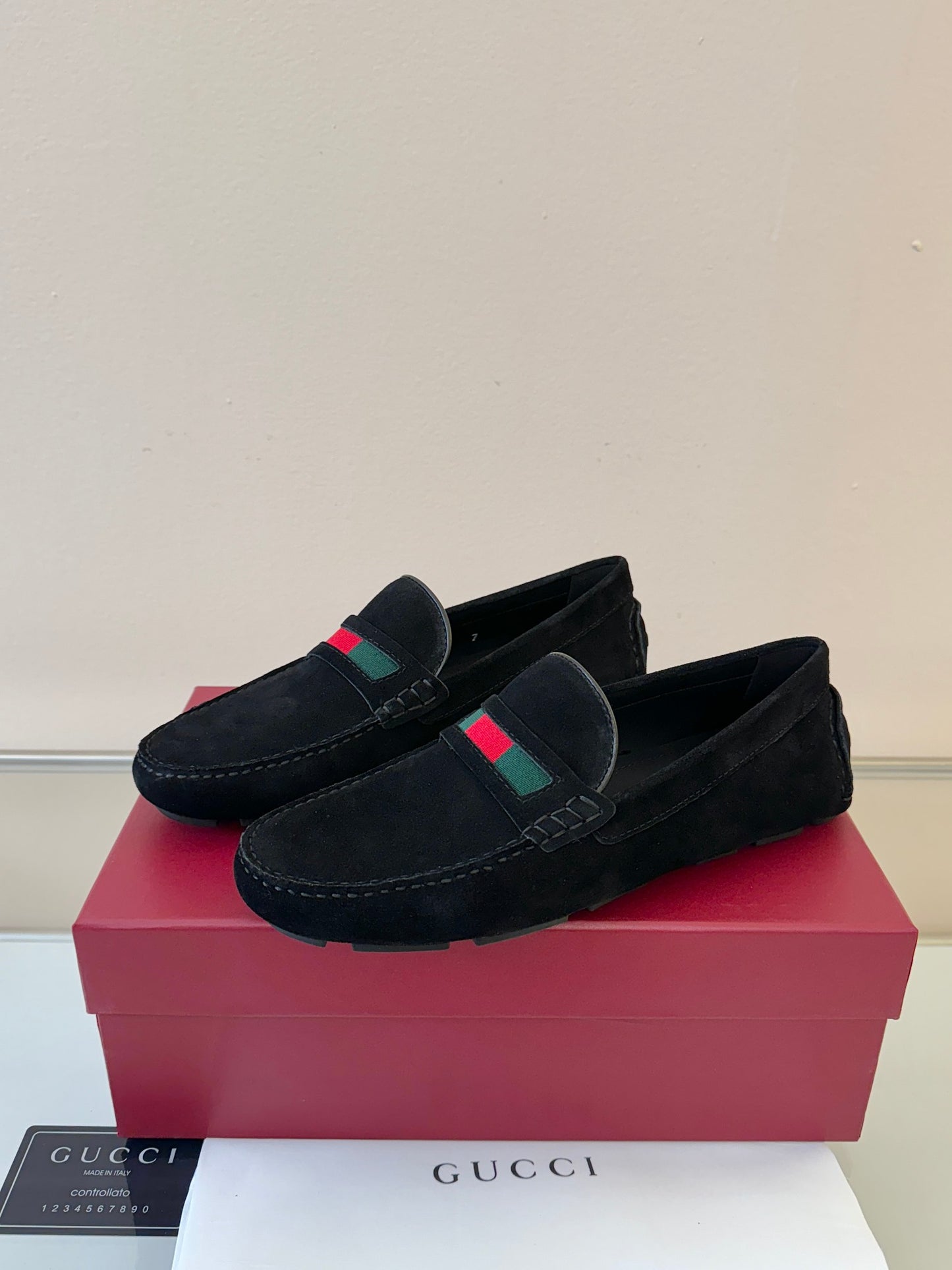 Gucci Men's Pebbled Leather and Suede Driving Shoes