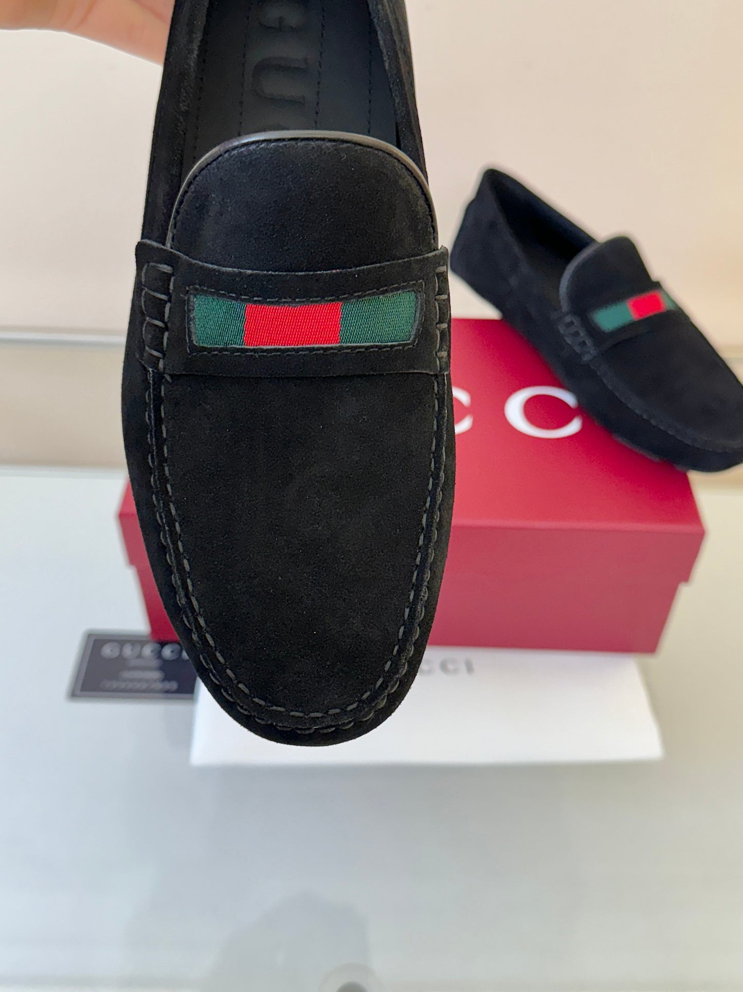 Gucci Men's Pebbled Leather and Suede Driving Shoes