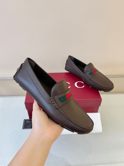 Gucci Men's Pebbled Leather and Suede Driving Shoes