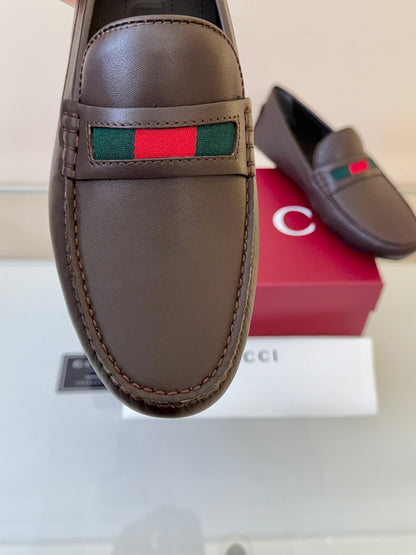 Gucci Men's Pebbled Leather and Suede Driving Shoes