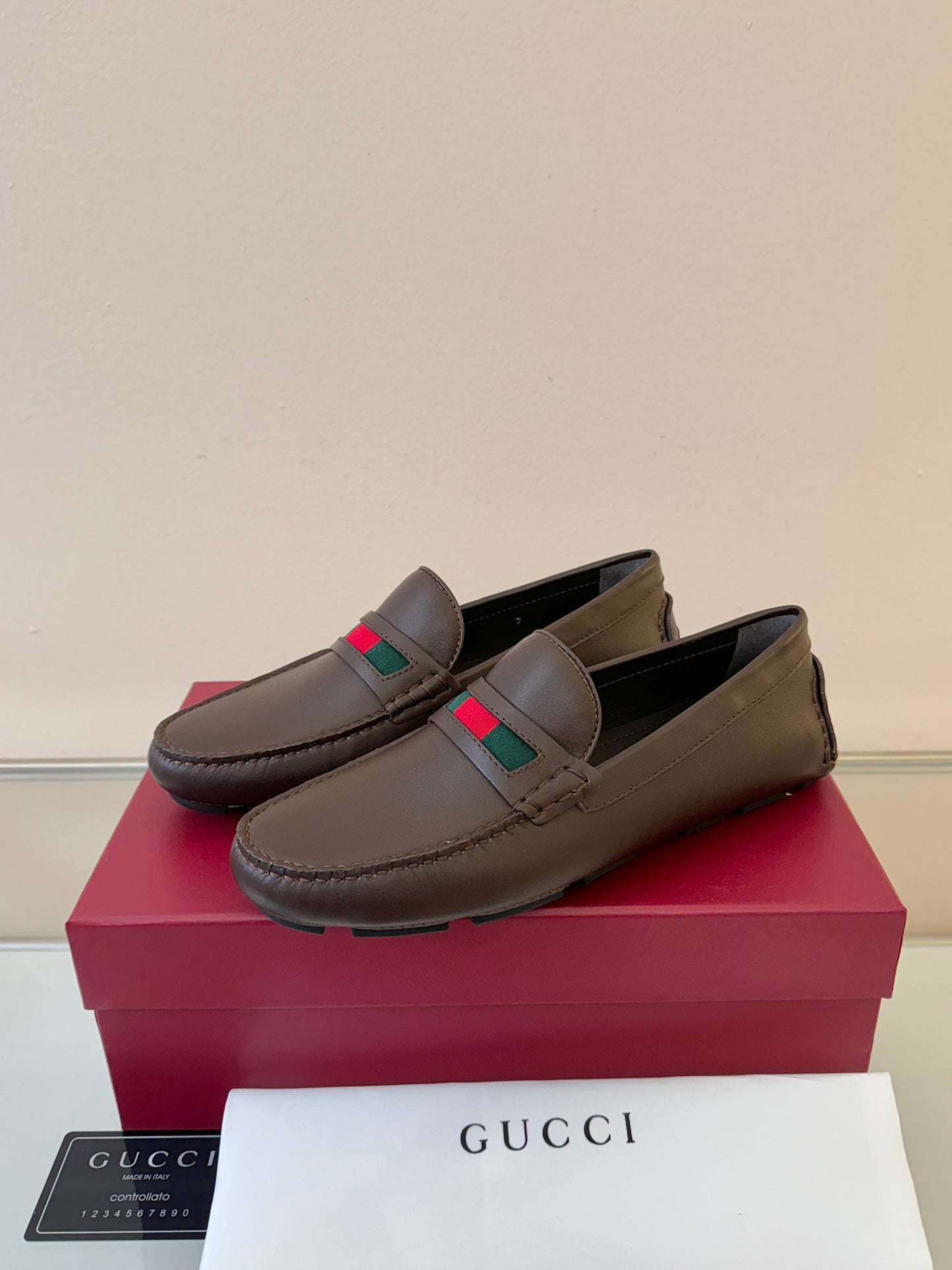 Gucci Men's Pebbled Leather and Suede Driving Shoes