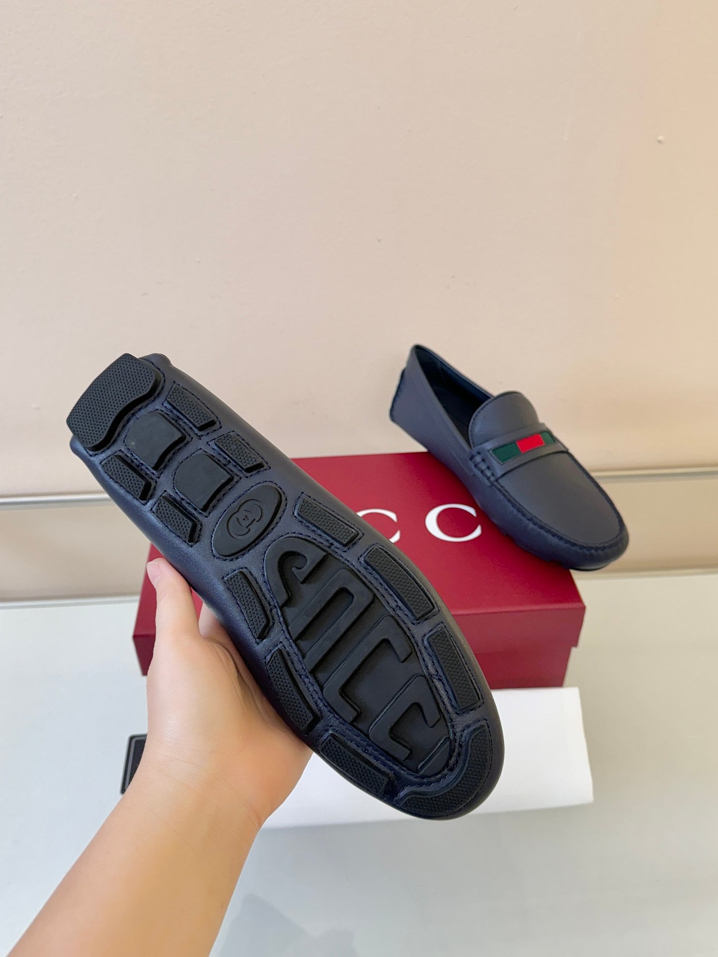 Gucci Men's Pebbled Leather and Suede Driving Shoes
