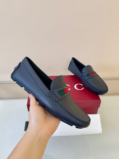 Gucci Men's Pebbled Leather and Suede Driving Shoes