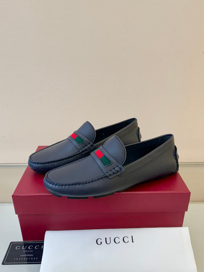 Gucci Men's Pebbled Leather and Suede Driving Shoes