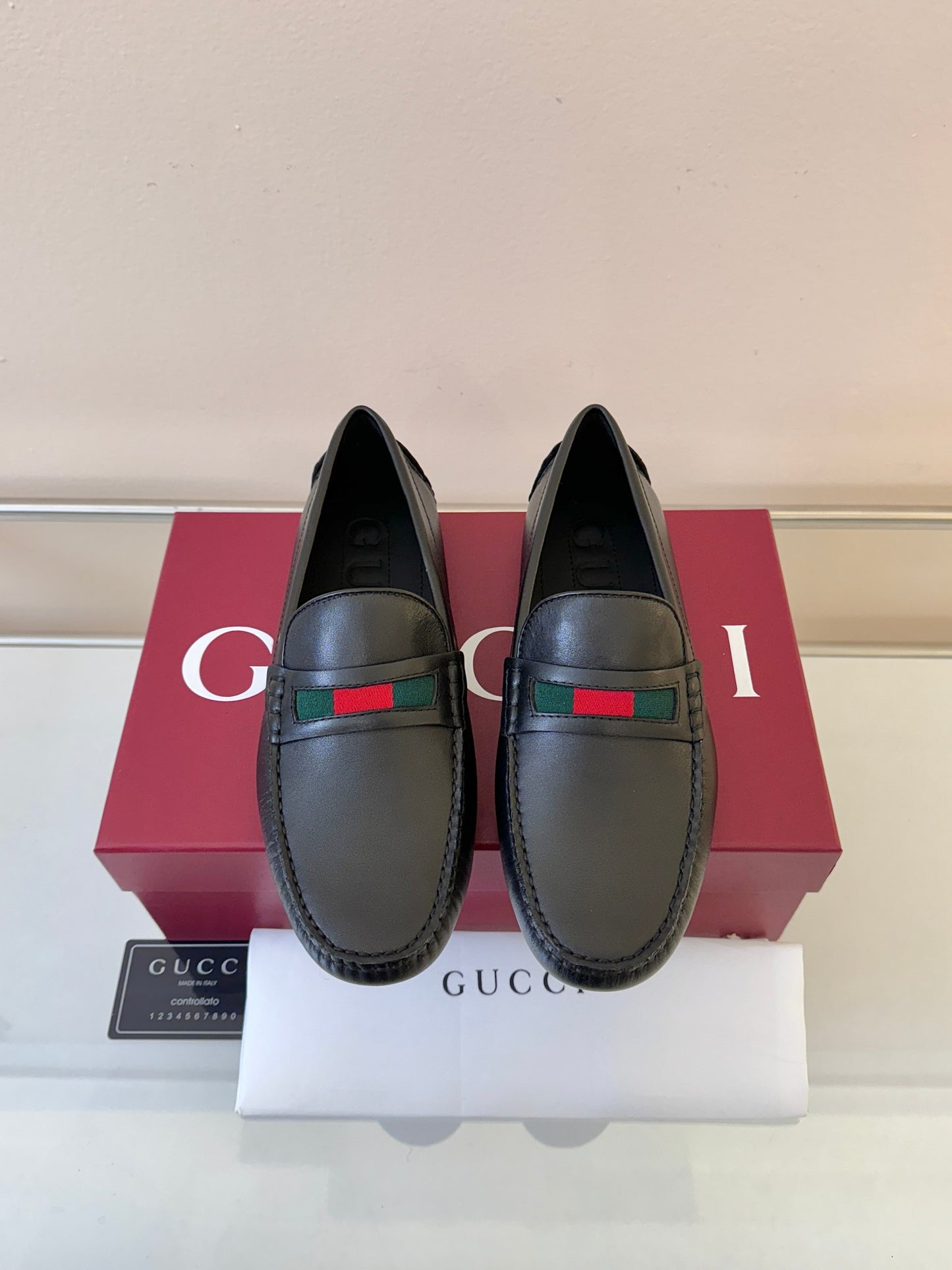 Gucci Men's Pebbled Leather and Suede Driving Shoes