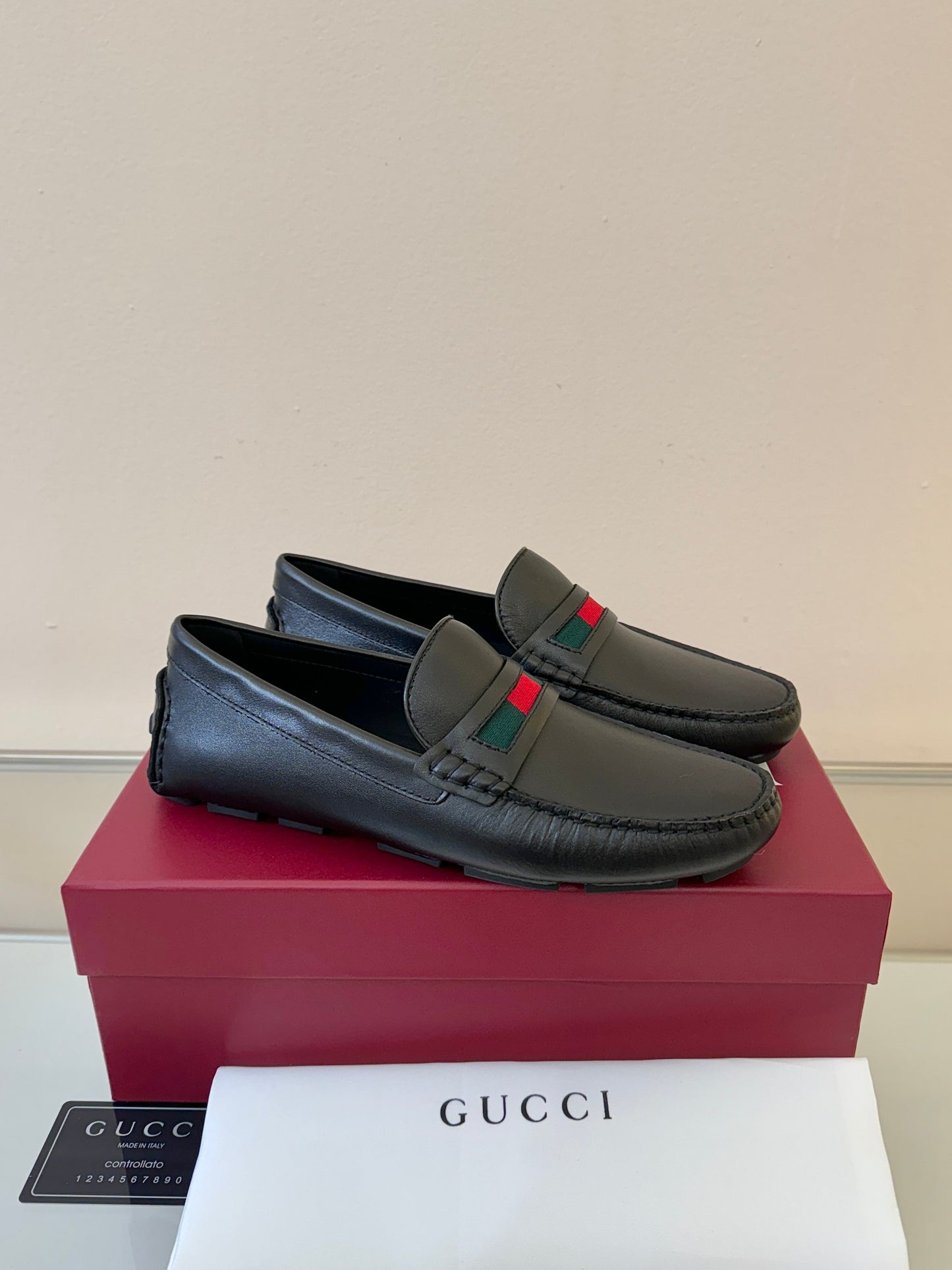 Gucci Men's Pebbled Leather and Suede Driving Shoes
