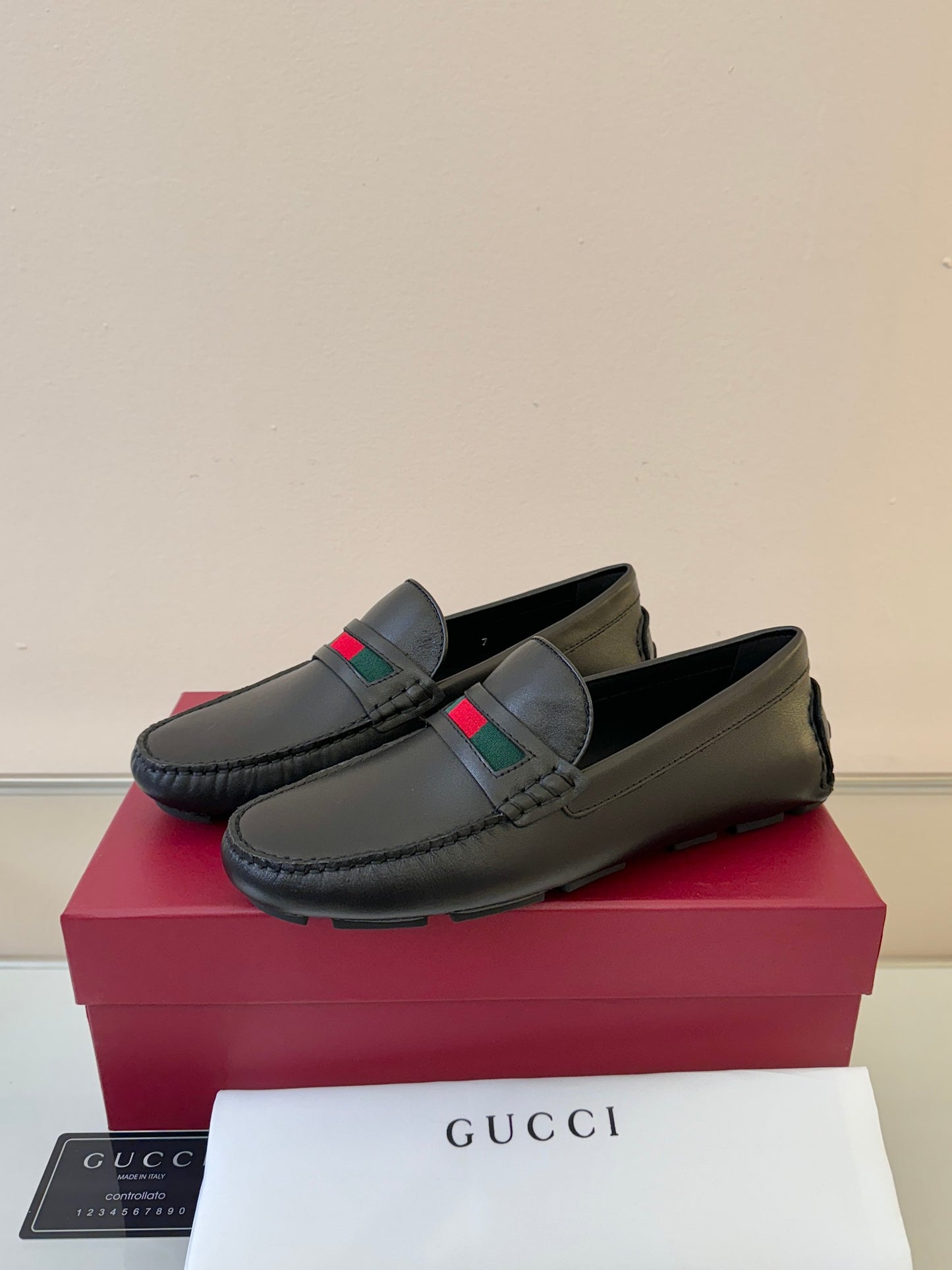 Gucci Men's Pebbled Leather and Suede Driving Shoes