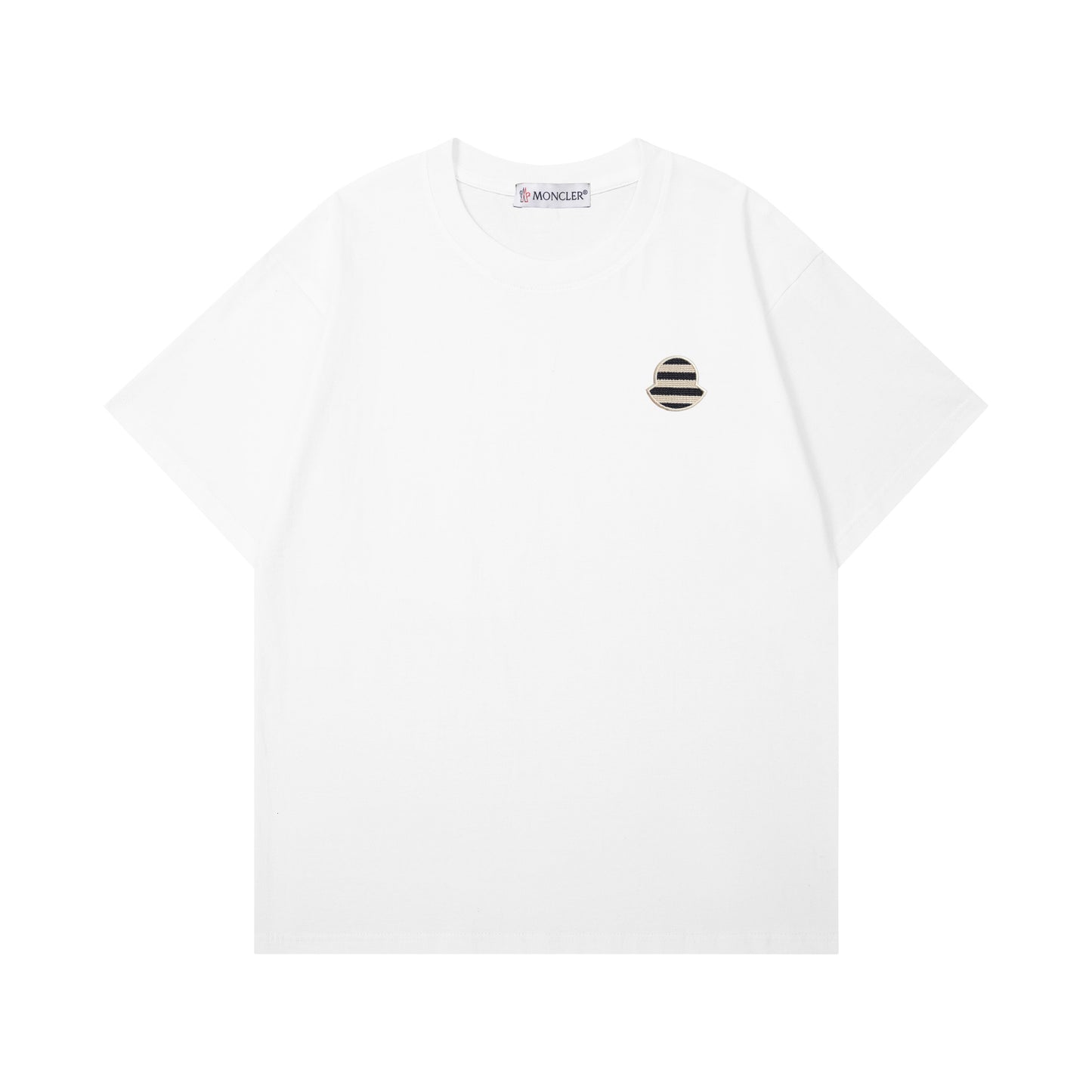 Moncler Woven Embroidered Logo Cotton T-Shirt