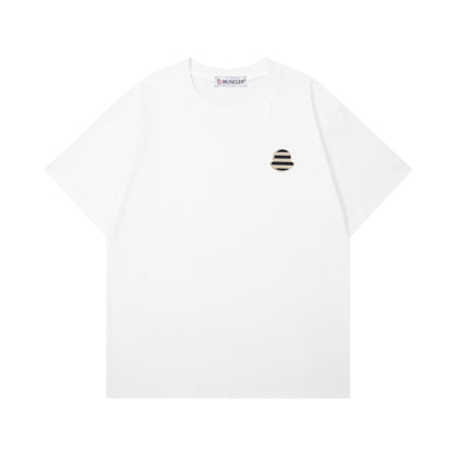 Moncler Woven Embroidered Logo Cotton T-Shirt