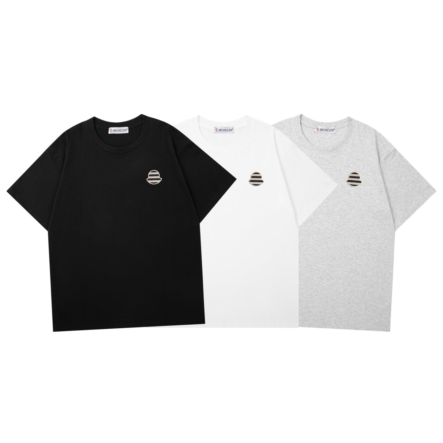 Moncler Woven Embroidered Logo Cotton T-Shirt