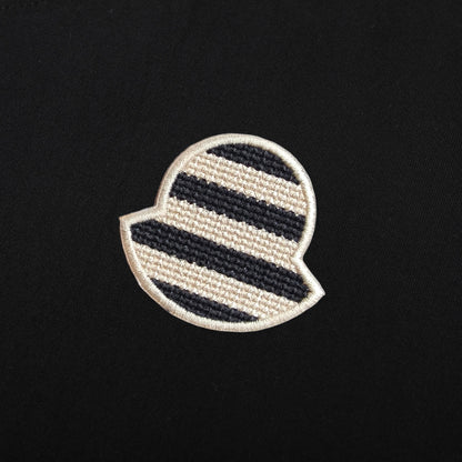 Moncler Woven Embroidered Logo Cotton T-Shirt
