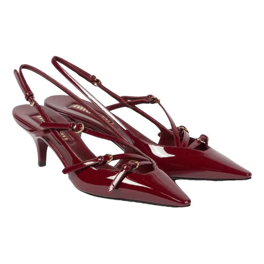 MIU MIU Buckle slingback pumps in Burgundy