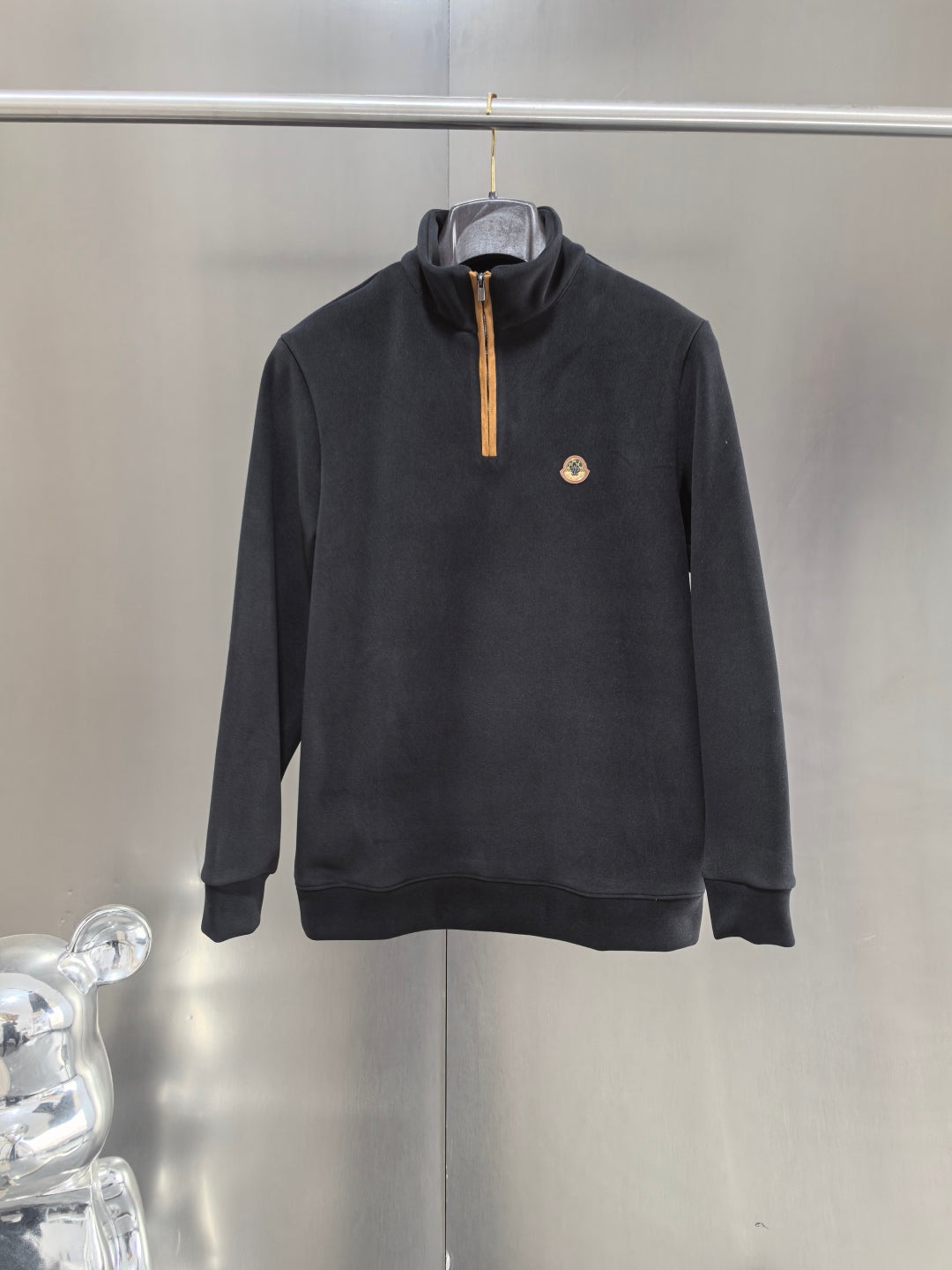 Moncler Men's Half-Zip Suede Sweatshirt – Spring 2025S