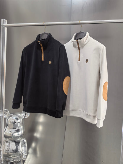 Moncler Men's Half-Zip Suede Sweatshirt – Spring 2025S
