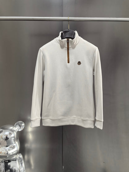 Moncler Men's Half-Zip Suede Sweatshirt – Spring 2025S