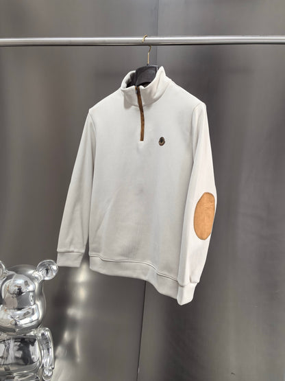 Moncler Men's Half-Zip Suede Sweatshirt – Spring 2025S