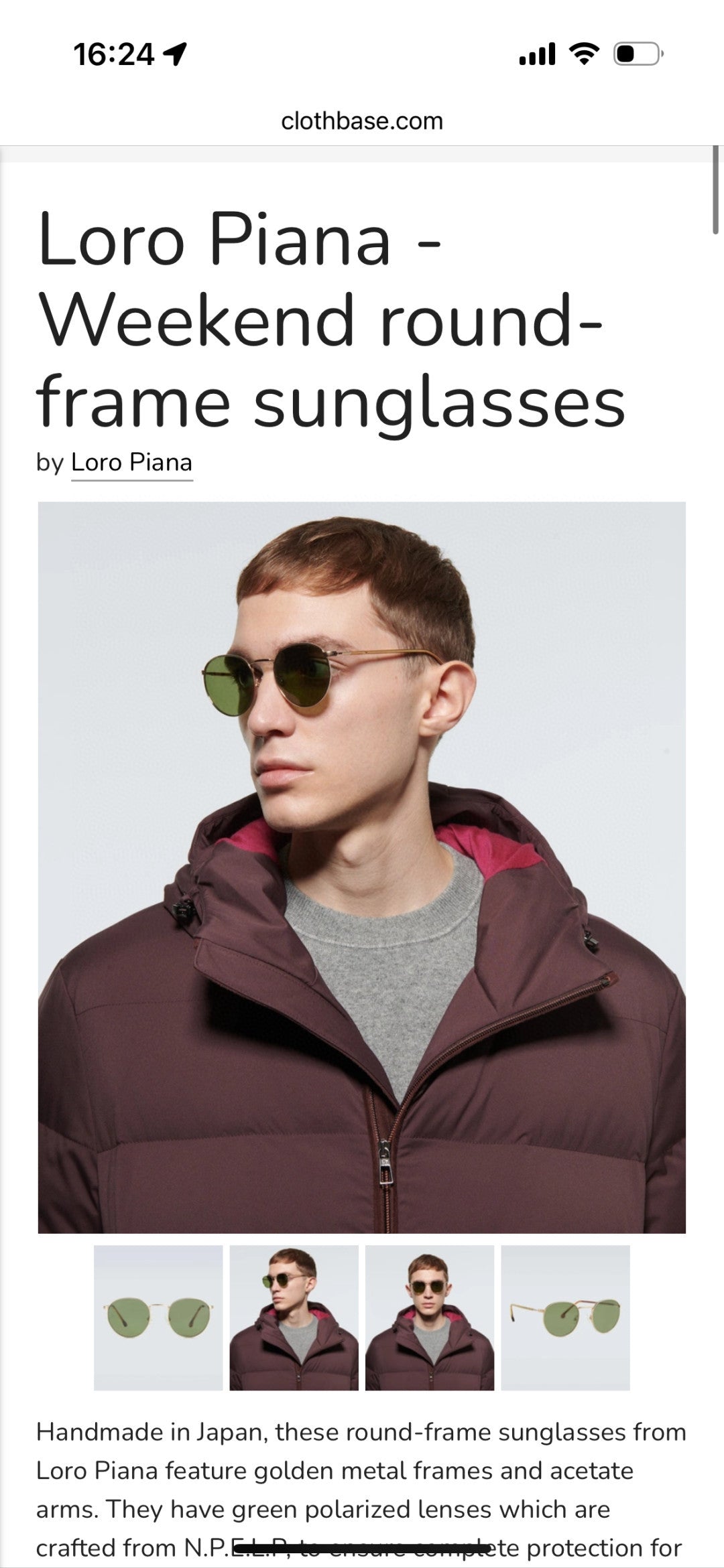 Loro Piana Aviator Sunglasses