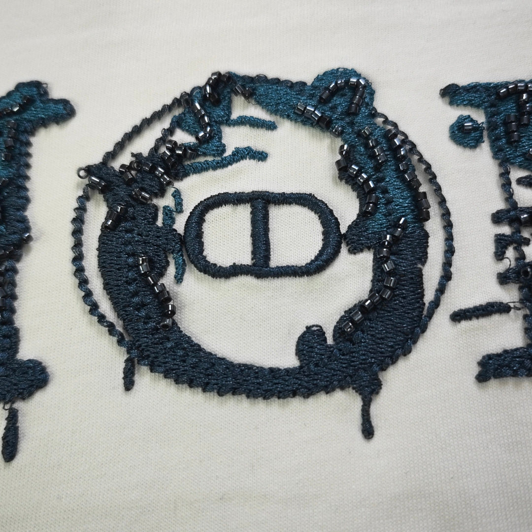 Dior Rhinestone Logo Embroidery T-Shirt – 2026SS