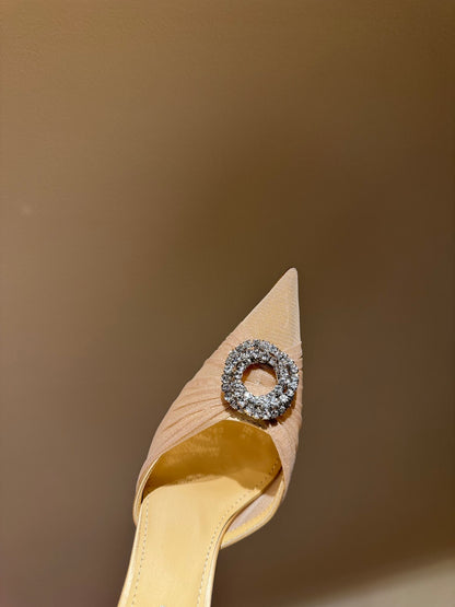 MACH & MACH Rhinestone Lace Heeled Sandals – 2025 Early Spring Collection