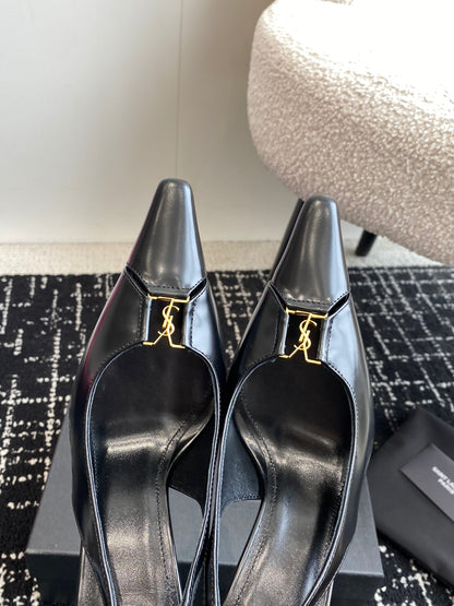Saint Laurent Square-Toe YSL Buckle Pumps – 25SS