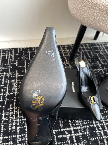 Saint Laurent Square-Toe YSL Buckle Pumps – 25SS