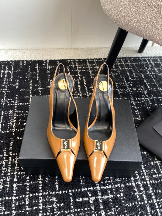 Saint Laurent Square-Toe YSL Buckle Pumps – 25SS