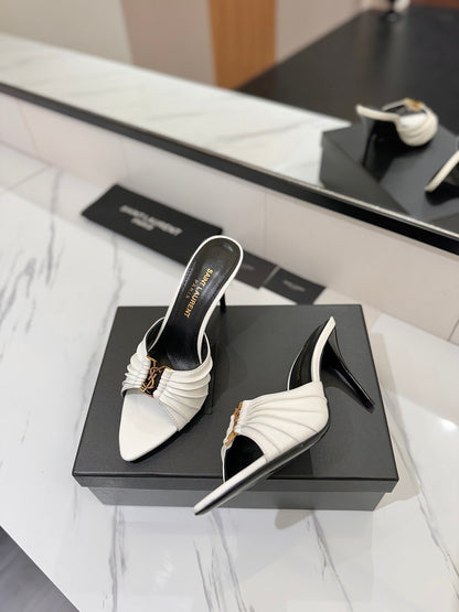 Saint Laurent Crystal Chain Heeled Sandals – 2025 Spring/Summer Collection