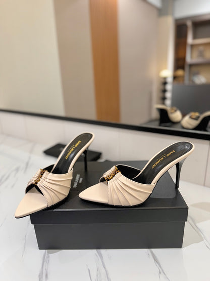 Saint Laurent Crystal Chain Heeled Sandals – 2025 Spring/Summer Collection