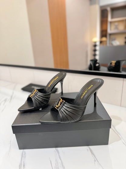 Saint Laurent Crystal Chain Heeled Sandals – 2025 Spring/Summer Collection