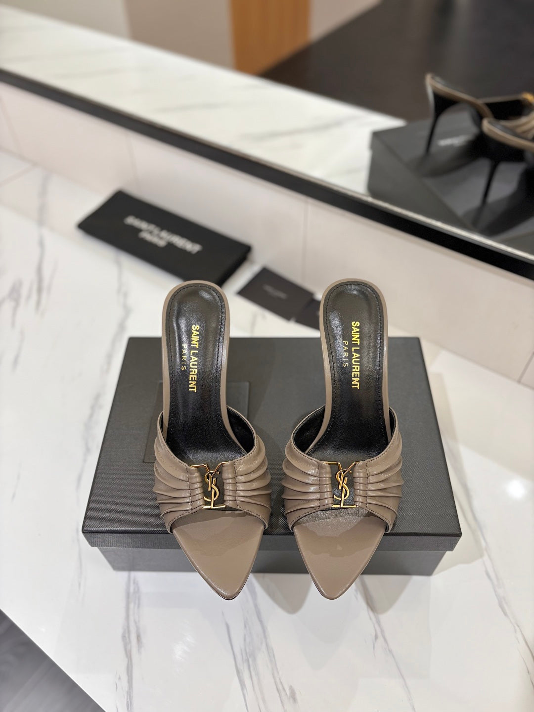 Saint Laurent Crystal Chain Heeled Sandals – 2025 Spring/Summer Collection