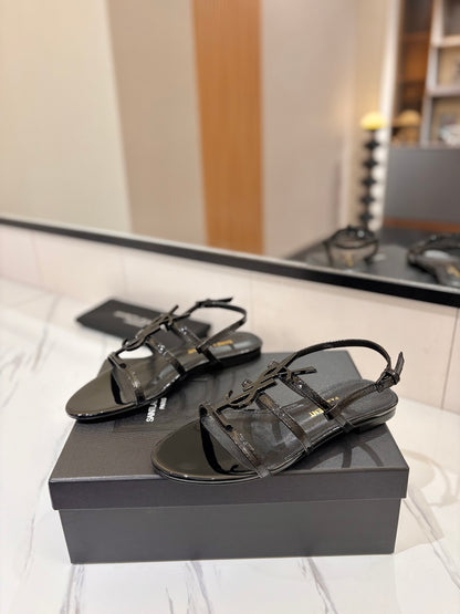 Saint Laurent YSL Metal Logo Heeled Sandals
