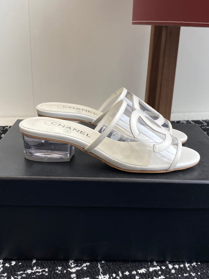 Chanel PVC Transparent Double C Heeled Slides – Spring/Summer Collection – 25SS