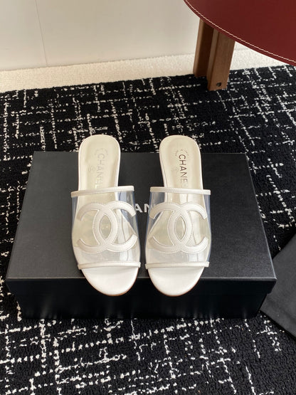 Chanel PVC Transparent Double C Heeled Slides – Spring/Summer Collection – 25SS